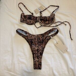 Lahana Swim Lahi Swim Brown Obsidian Tie Back Bikini Set